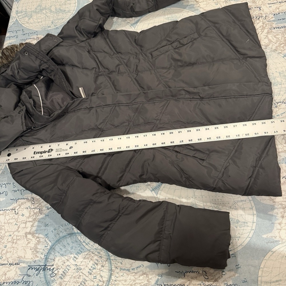 Andrew Marc New York Faux Fur Trimmed Hooded Down Puffer Parka Jacket Gray XL - Picture 5 of 16